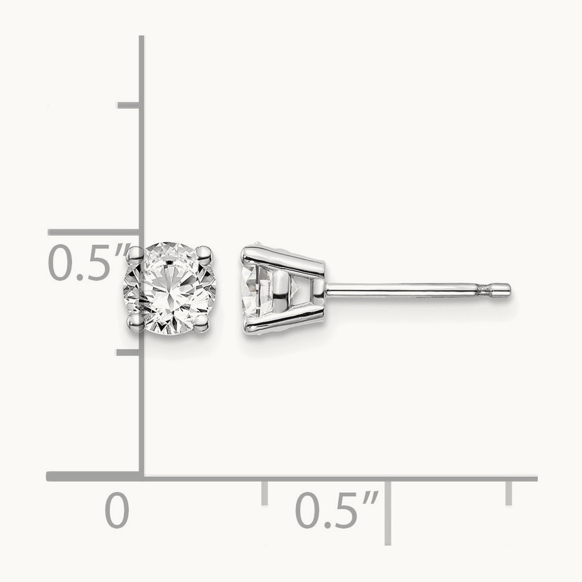 Round Diamond Stud Earrings — 14K White Gold, 0.82 ct tw, I1 J-K · push back