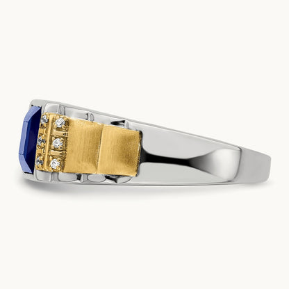 Created Sapphire and Diamond Mens Ring — photo set