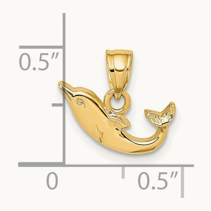 Polished Mini Dolphin Charm, 14K