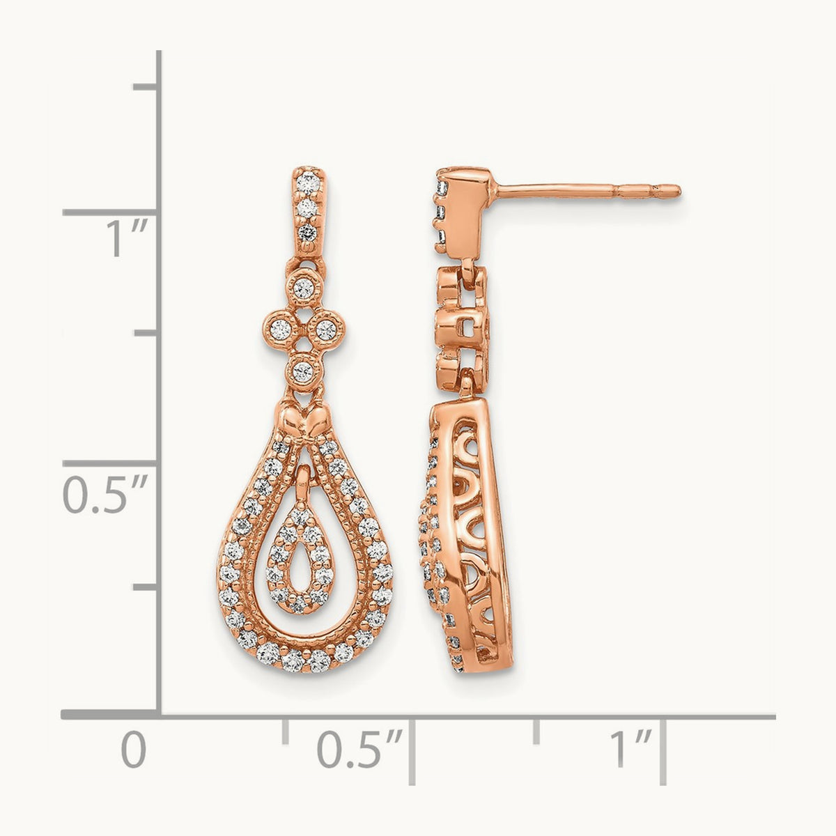 Polished Diamond Post Earrings, 14K Rose Gold