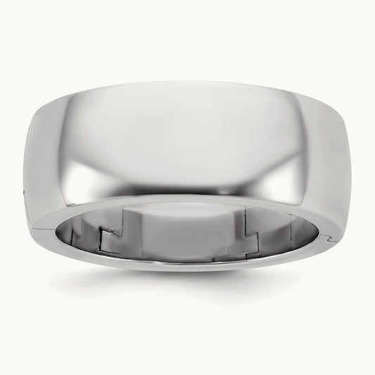 CLIQ Hinged Half Round Wedding Band, 8mm, 14K White Gold