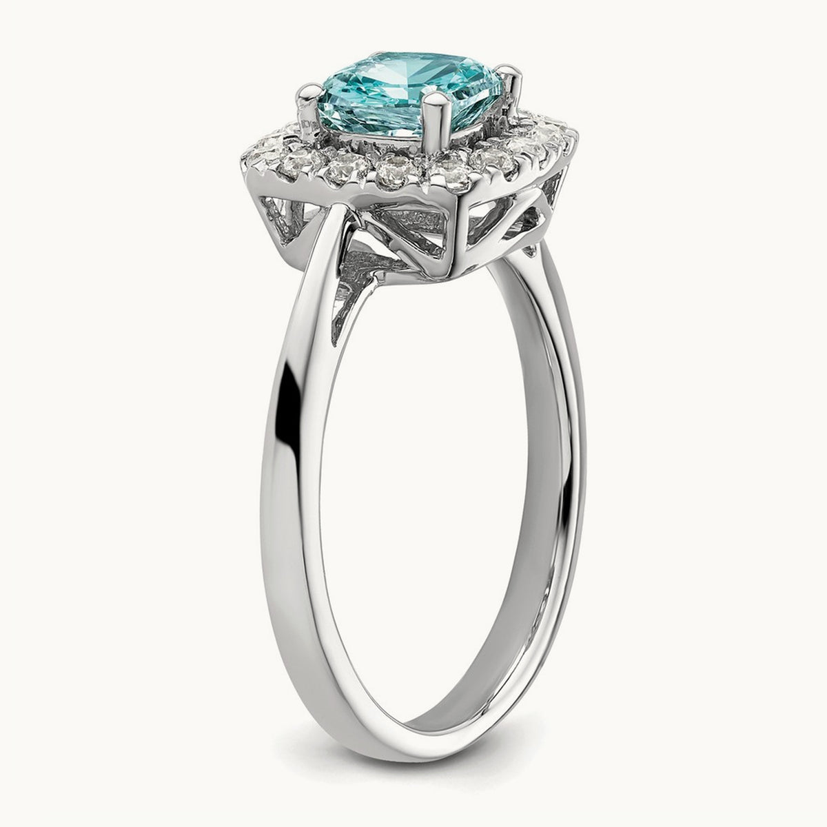 Created Paraiba Ring, 0.25 ct tw Lab-Grown Diamond
