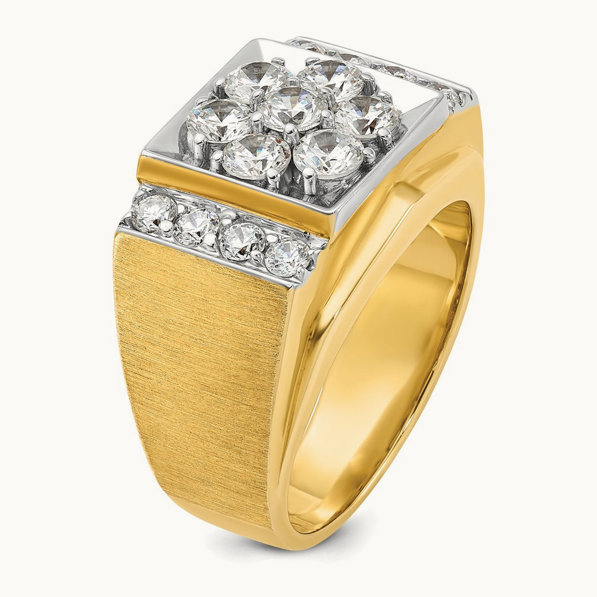 IBGoodman Men's Polished and Satin Diamond Cluster Ring, 14K Two-tone
