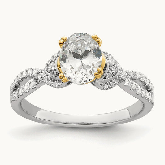 Polish Oval Semi-Mount Engagement Ring — 1 ct, 7