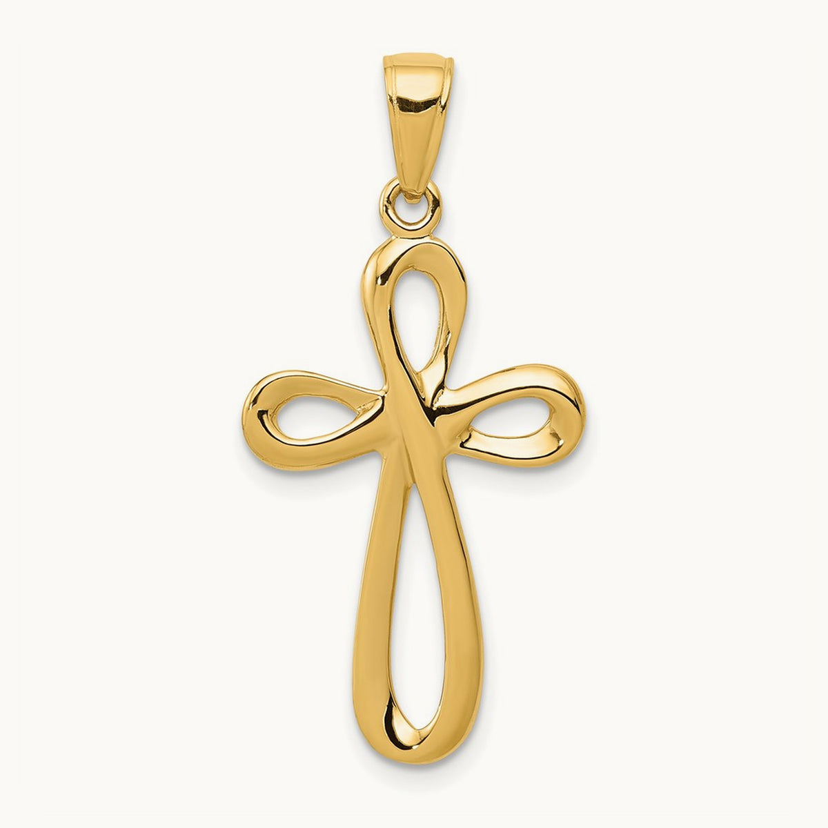 Polished Cross Pendant — 14K Yellow Gold