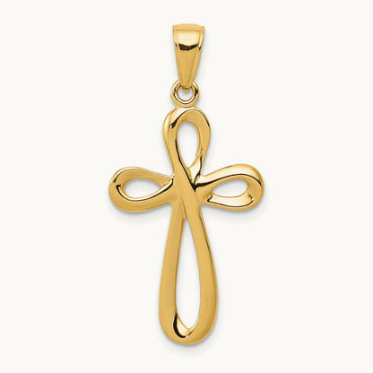 Polished Cross Pendant — 14K Yellow Gold