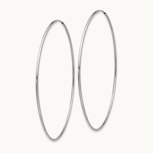 Polished Endless Tube Hoop Earrings, 1.20mm, 14K White Gold
