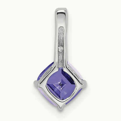 Cushion Tanzanite and Diamond Pendant, 14K White Gold