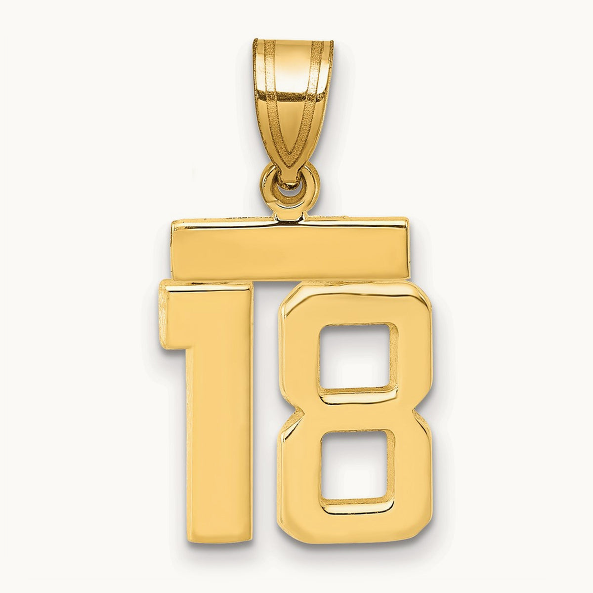 Small Polished Number 18 Charm — 14K Yellow Gold