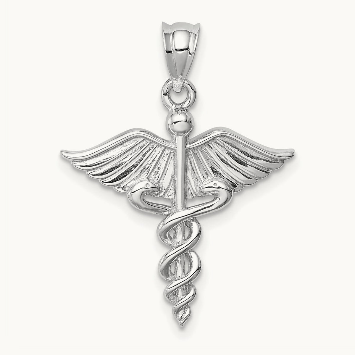 Polished 3-D Medical Pendant — 14K White Gold