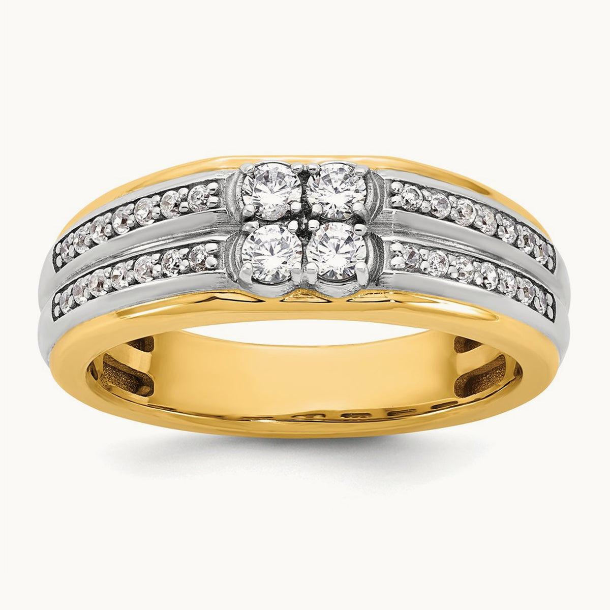 14ktt IB Goodman Mens Polished 4-Stone Diamond Ring Mounting