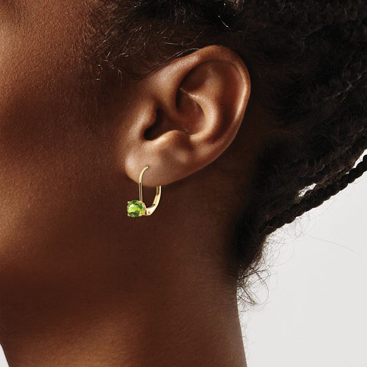 Peridot Leverback Earrings — 16mm, 5mm