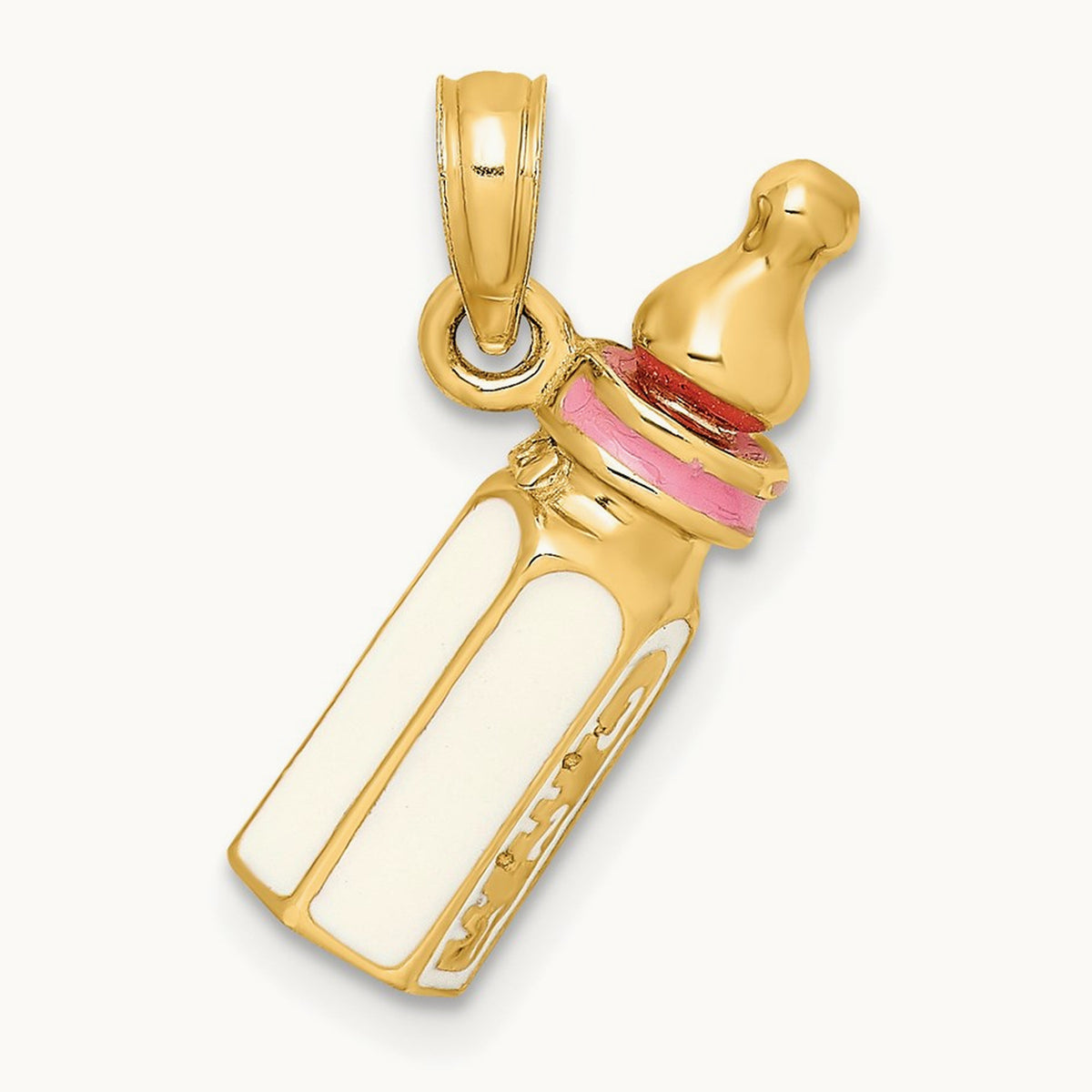 3-D w/ Enamel Baby Bottle Charm, 14K