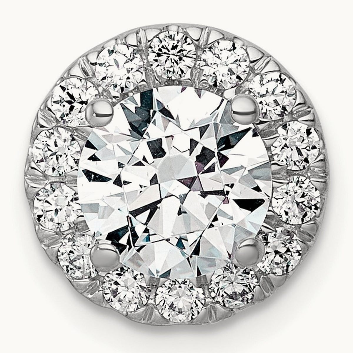 Round Halo Chain Slide Pendant, 0.25-5.00 ct tw Lab-Grown Diamond — 1 7/8 ct, 14K White Gold