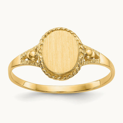 Childs Fancy Signet Ring, 14K
