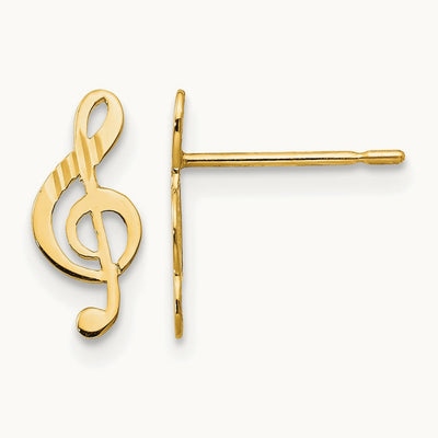 Madi K D/C Music Note Post Earrings, 14K