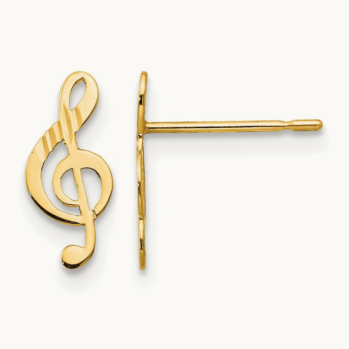Madi K D/C Music Note Post Earrings, 14K