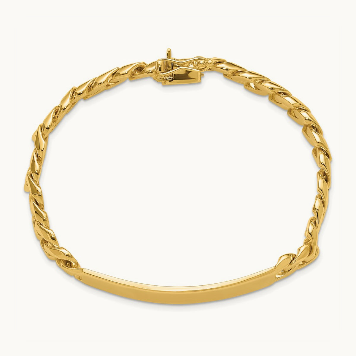 Hand-polished Curb Link ID Bracelet, 14K