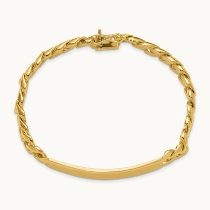 Hand-polished Curb Link ID Bracelet, 14K