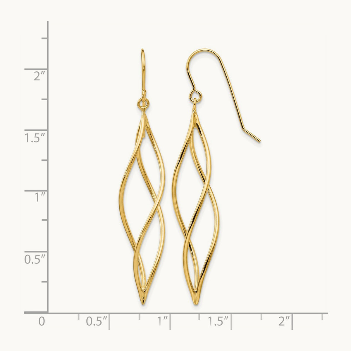 Polished Long Twisted Dangle Earrings — 14K Yellow Gold