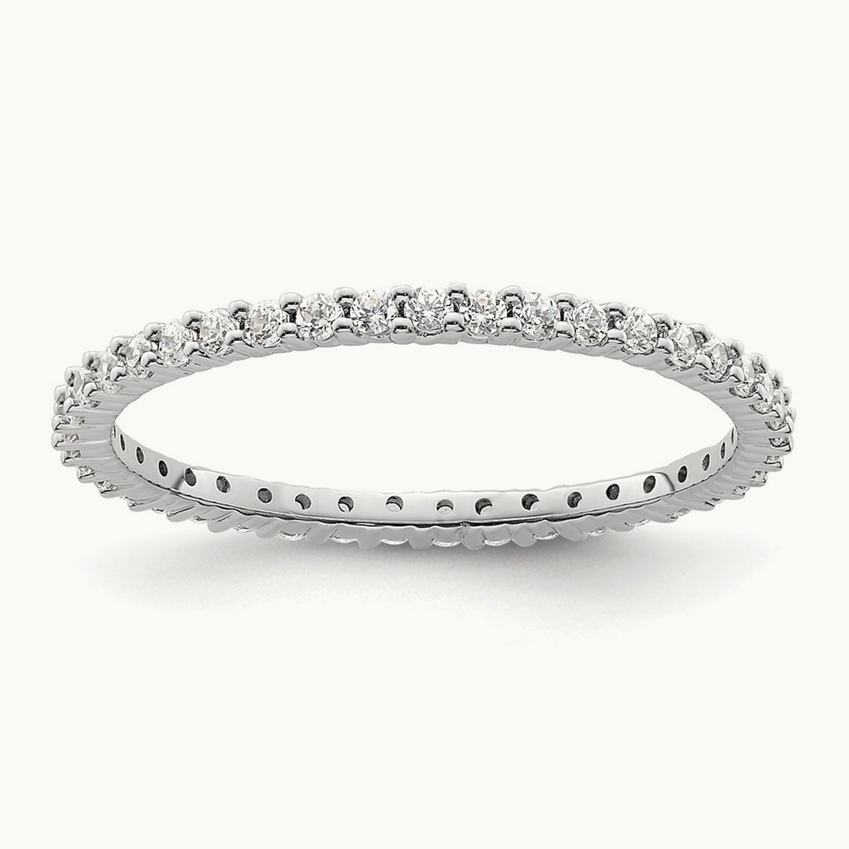 Polished Shared Prong Diamond Eternity Band — 14K White Gold, 0.5 ct, 8