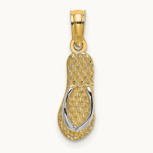 3D HAWAII Single Flip-Flop Charm, 14K with White Rhodium