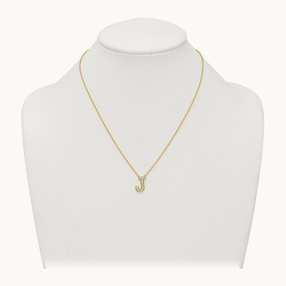 Initial Necklace — 14K Yellow Gold, J, 1/3 ct