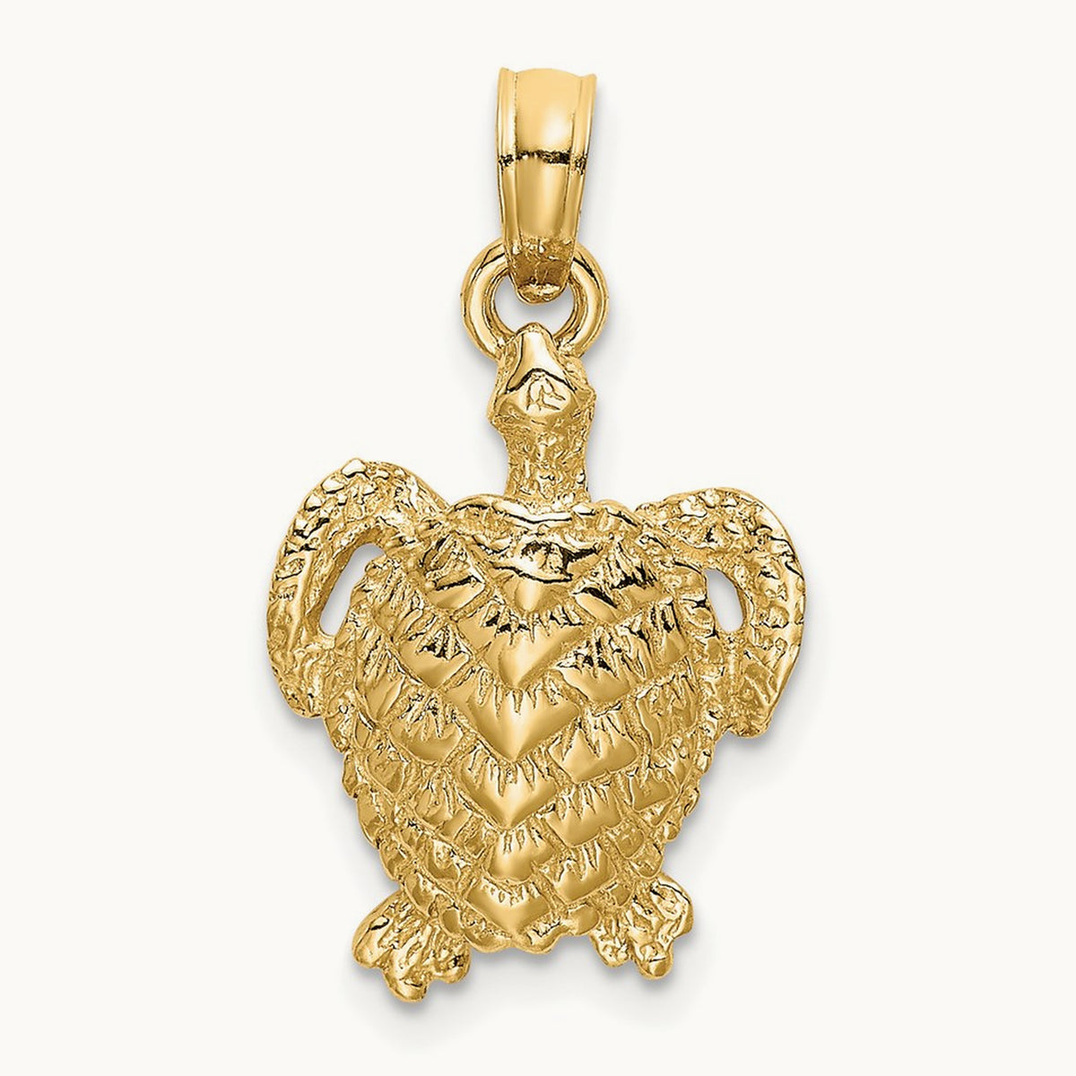 Textured Sea Turtle Charm — 14K Yellow Gold