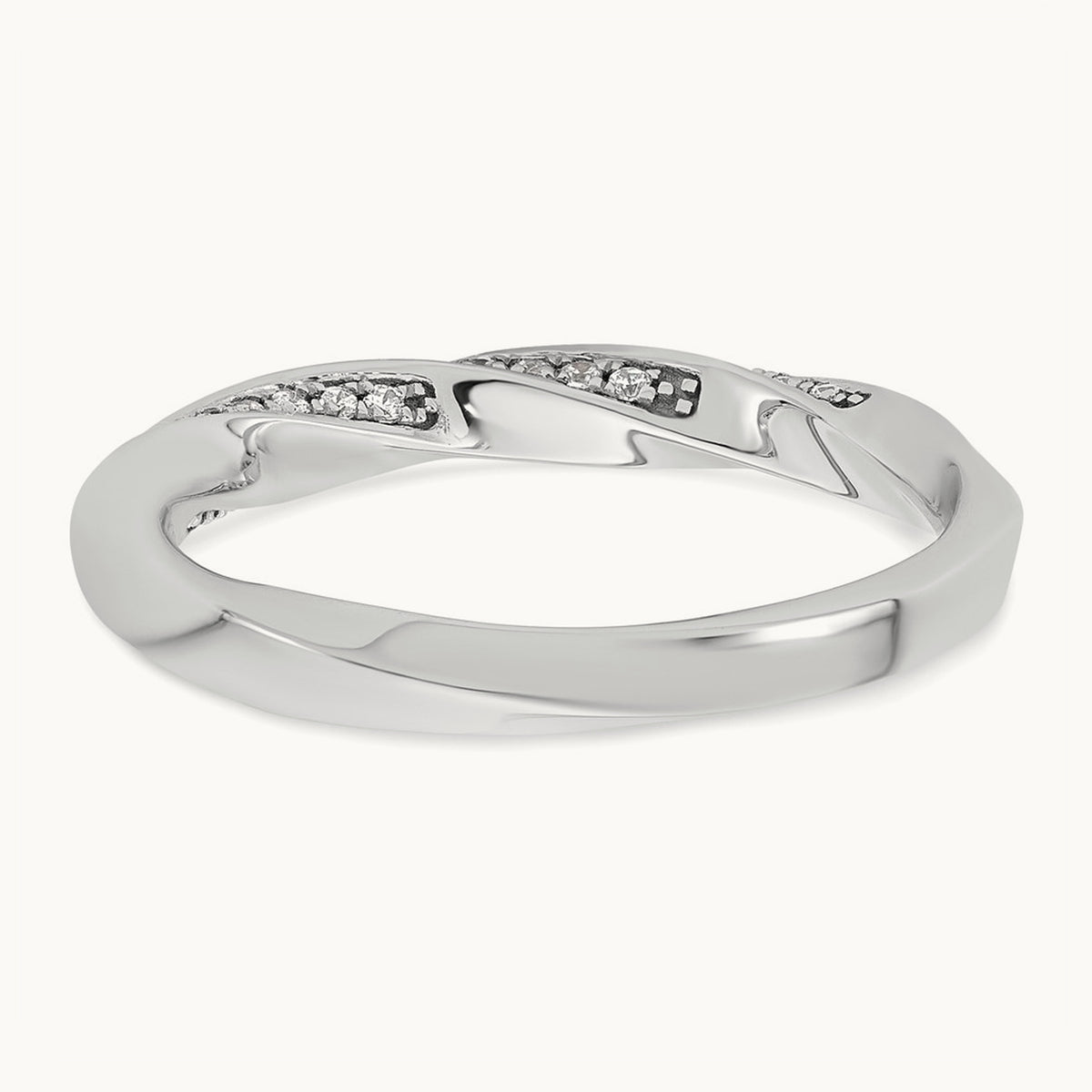 Complete Diamond Twisted Wedding Band, 14K White Gold