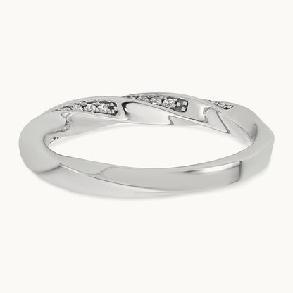 Complete Diamond Twisted Wedding Band, 14K White Gold