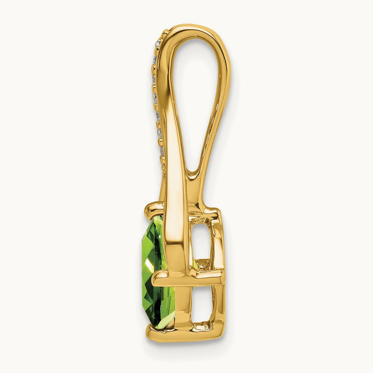 Peridot and Diamond Pendant — 14K Yellow Gold