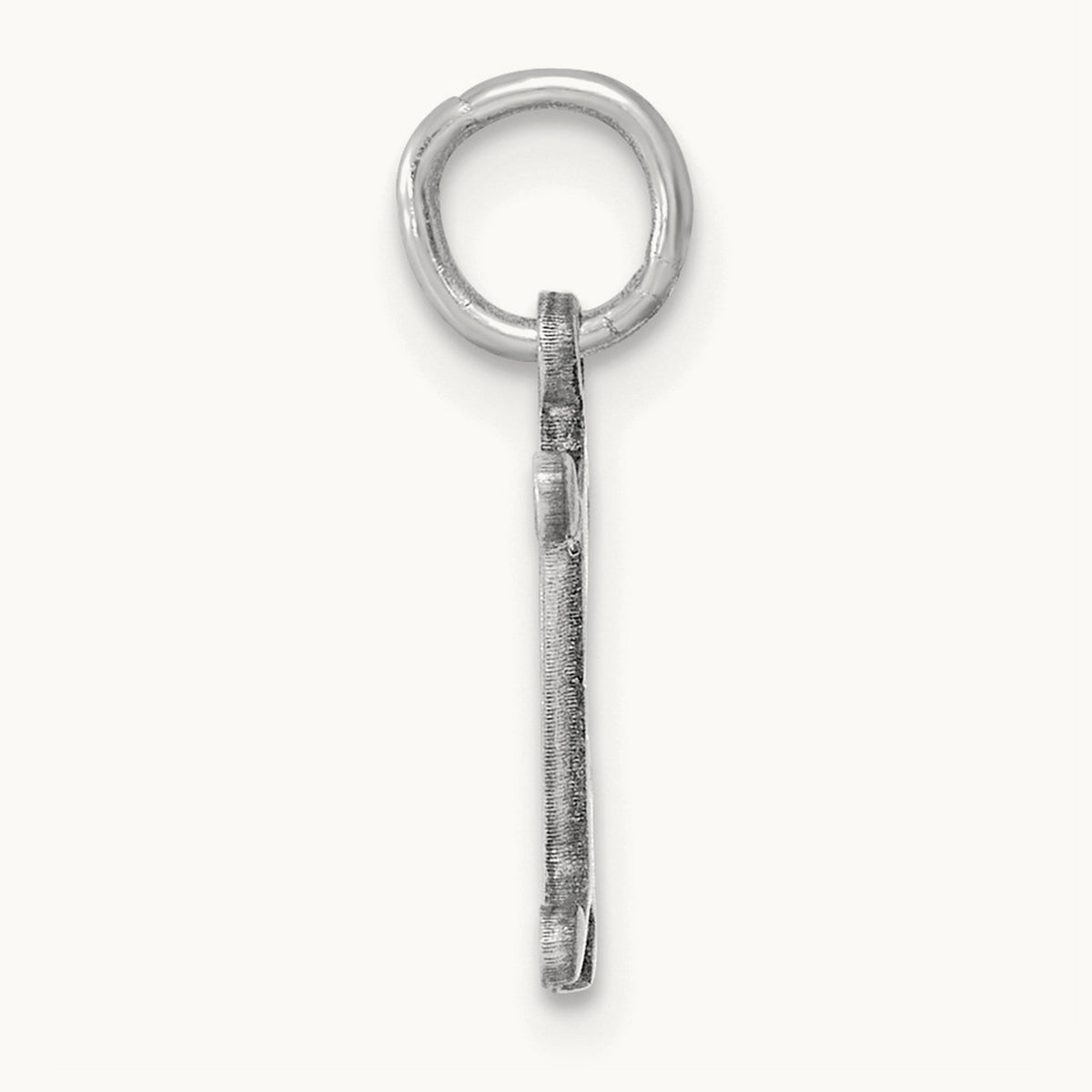 Diamond-cut Initial Charm — 14K White Gold, I