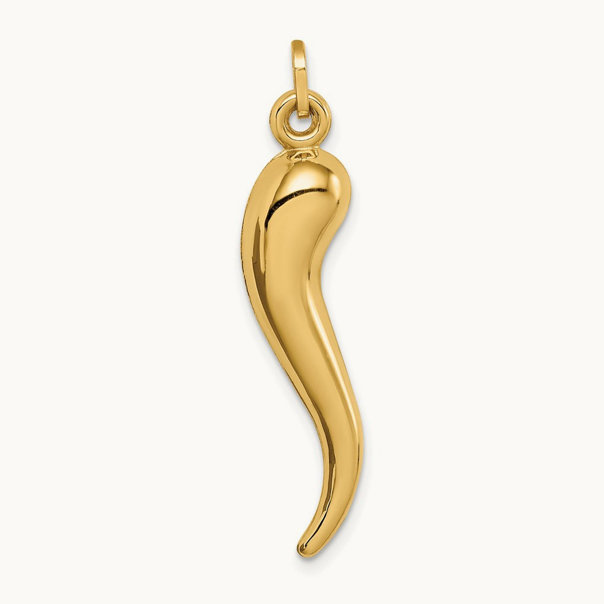 Hollow 3D Italian Horn Charm — 33mm