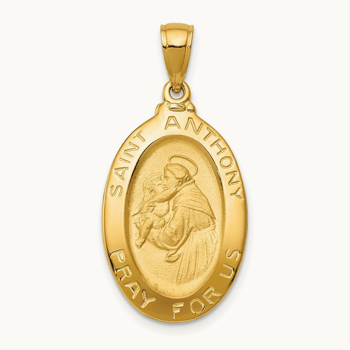 Saint Anthony Oval Medal Solid Pendant, 14K