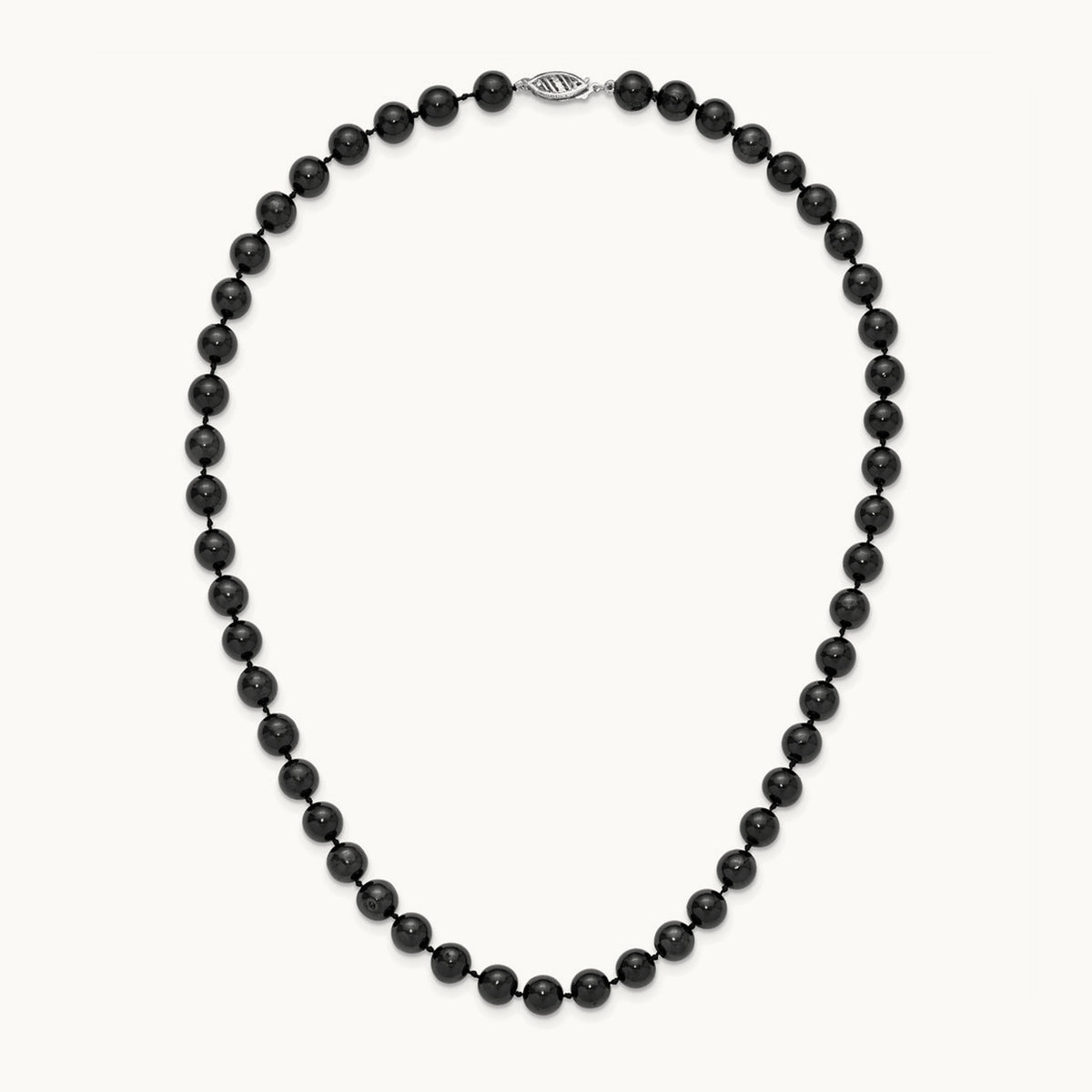 7- Round Black Saltwater Akoya Cultured Pearl Necklace, 14K White Gold