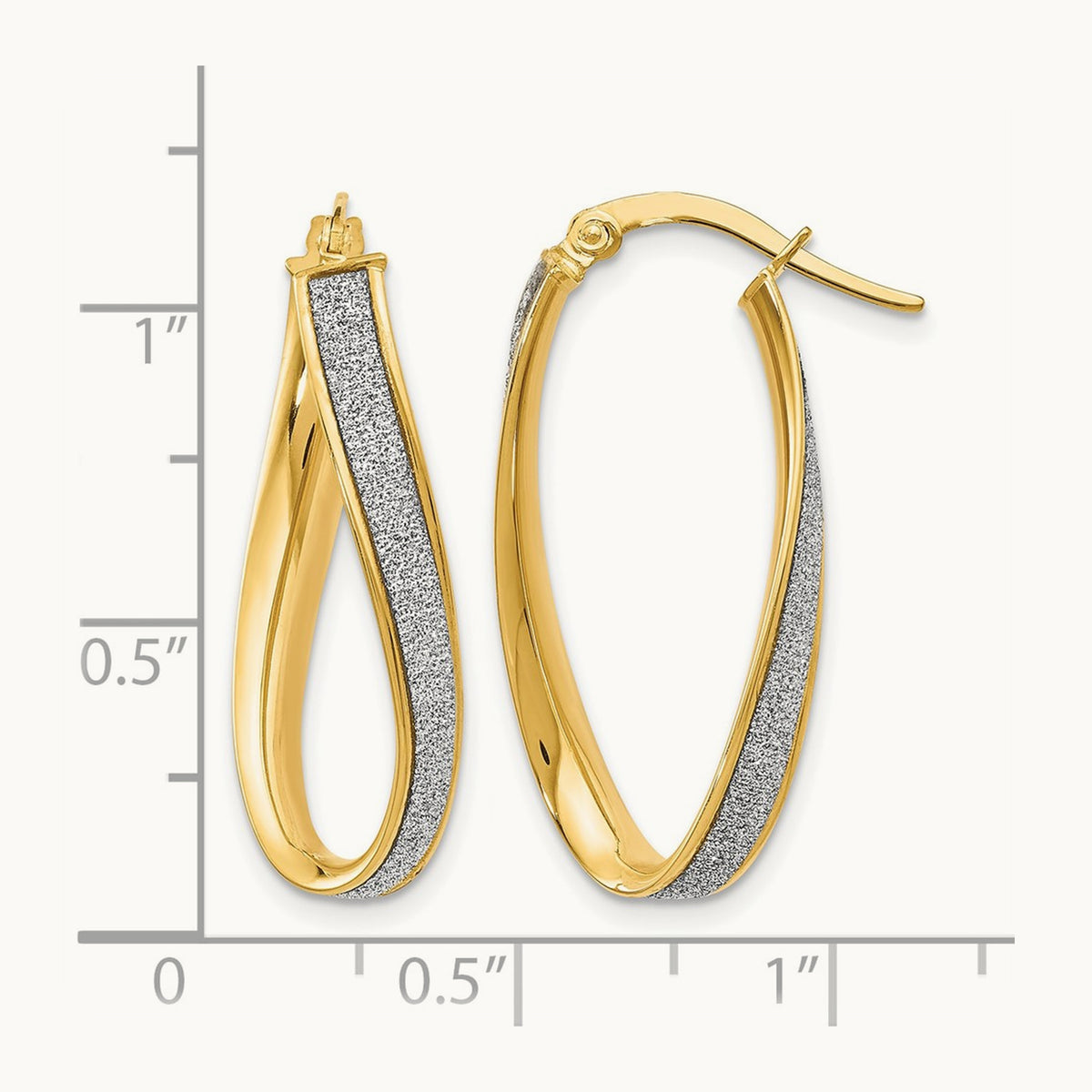 Polished Glimmer Infused Oval Twist Hoop Earrings, 14K — Leslie's