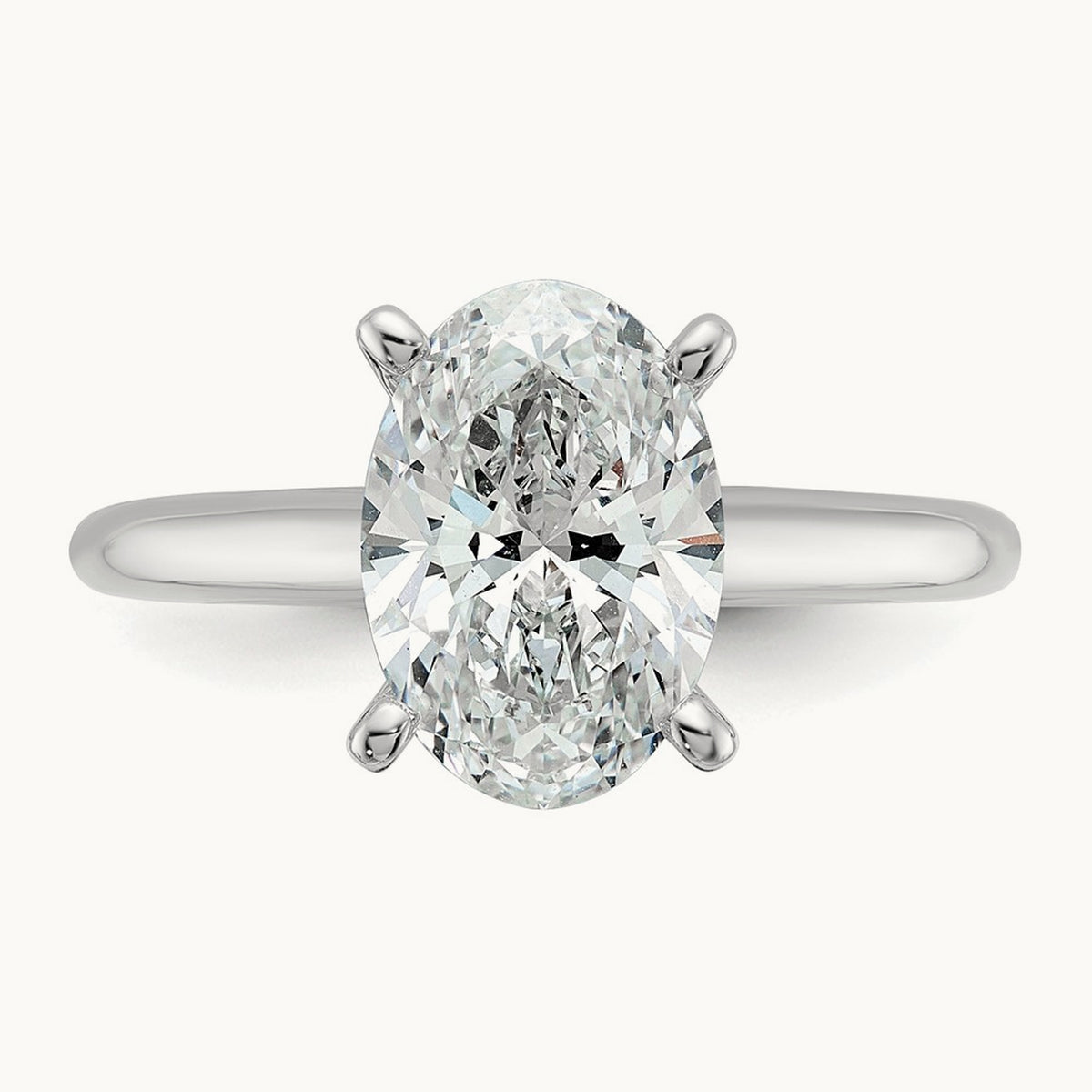 Oval Solitaire Engagement Ring, 0.50-5.00 ct tw Lab-Grown Diamond — 2 1/2 ct, 14K White Gold