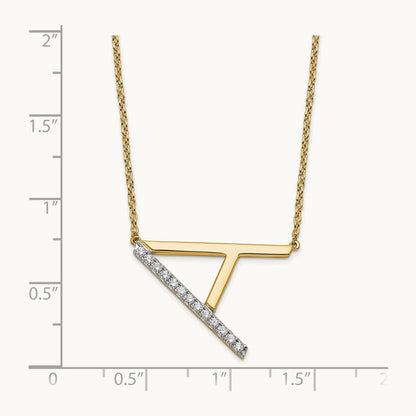 Sideways Diamond Necklace — 14K Yellow Gold, A
