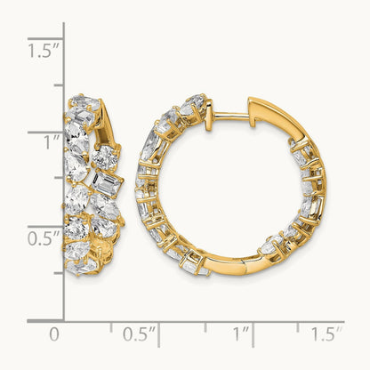 Hinged in/Out Hoop Earrings, 4.50 ct tw Lab-Grown Diamond — 14K Yellow Gold