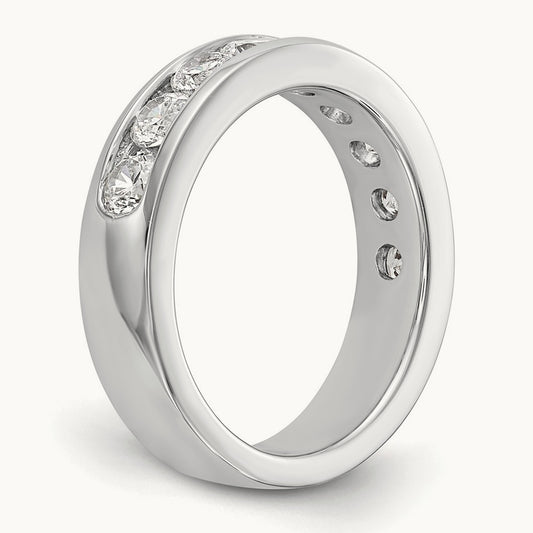 9-Stone Diamond Channel Band, 14K White Gold
