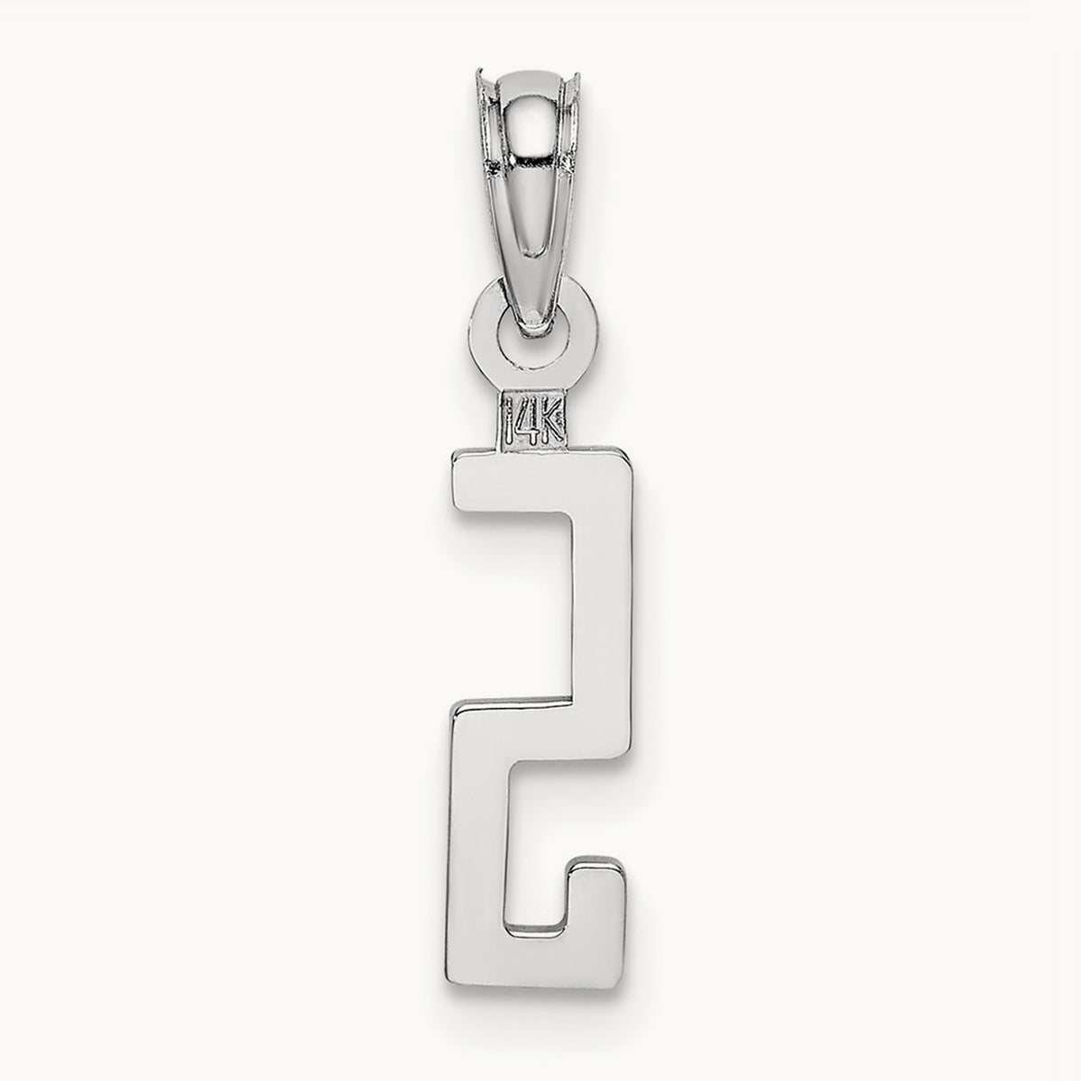 Polished Number 5 Pendant — 14K White Gold