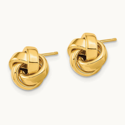 Polished Love Knot Post Earrings — 14K Yellow Gold, 9.6mm