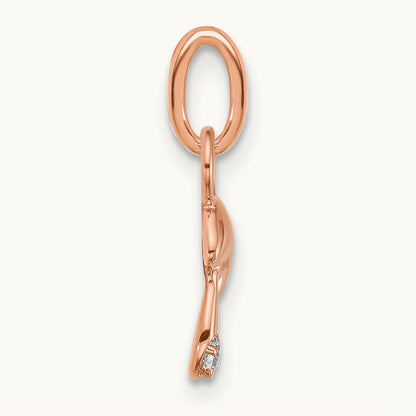 Polished Diamond Mushroom Charm, 14K Rose Gold
