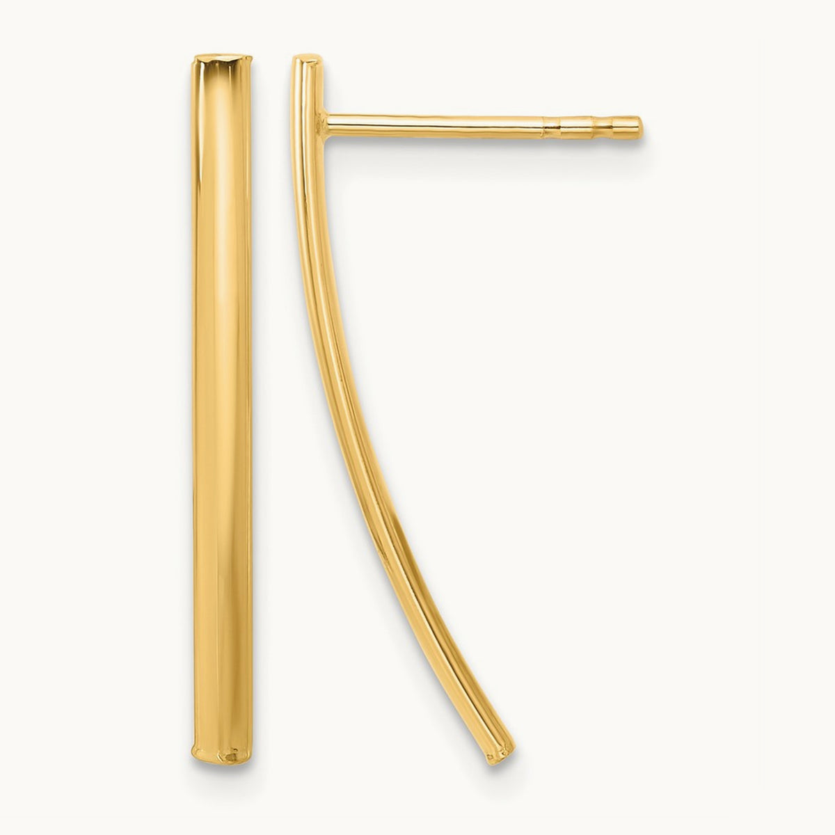 Polished Bar Post Earrings, 14K