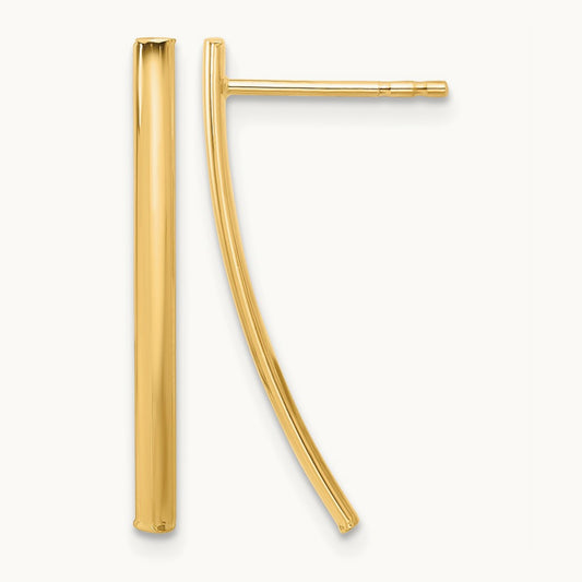 Polished Bar Post Earrings, 14K