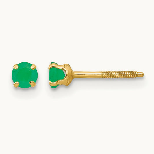 Madi K Emerald Earrings, 3mm, 14K