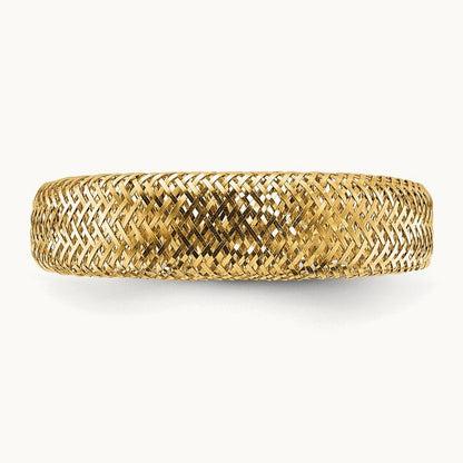 Mesh Tapered Stretch Ring — 14K Yellow Gold