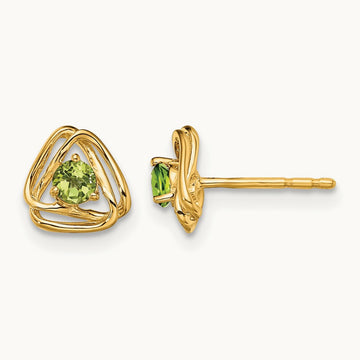Peridot Post Earrings — 14K Yellow Gold