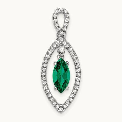 Created Emerald Chain Slide, 0.25 ct tw Lab-Grown Diamond