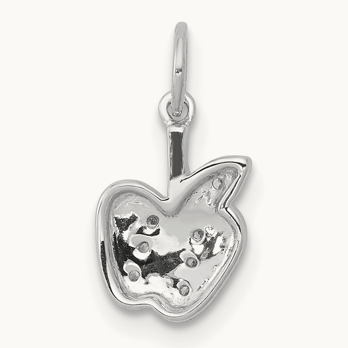 Diamond Apple Charm — 14K White Gold